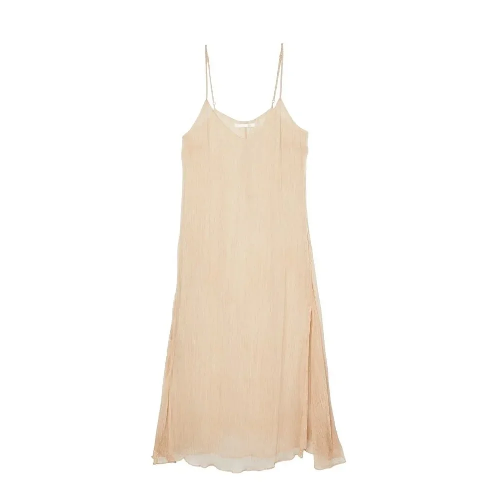 SKIN - Ballet Pink Shani Silk Chiffon Midi Chemise - SCC90AD -  Size 2 NWT - Picture 4 of 9
